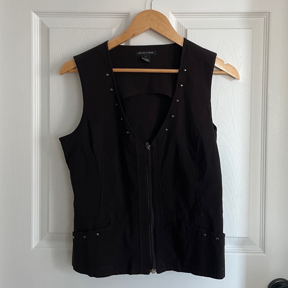 Vintage Studded Zip Up Vest